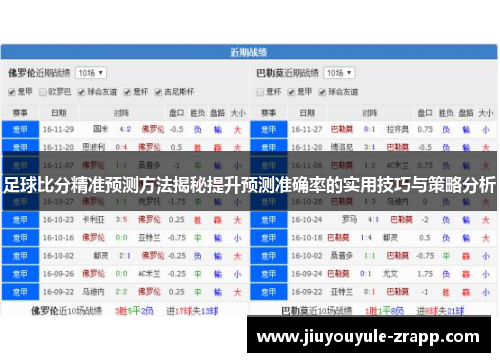 足球比分精准预测方法揭秘提升预测准确率的实用技巧与策略分析